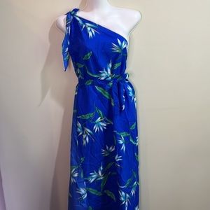 Vintage Sand Pebble Hawaii Floral Maxi Wrap Sarong Dress Blue